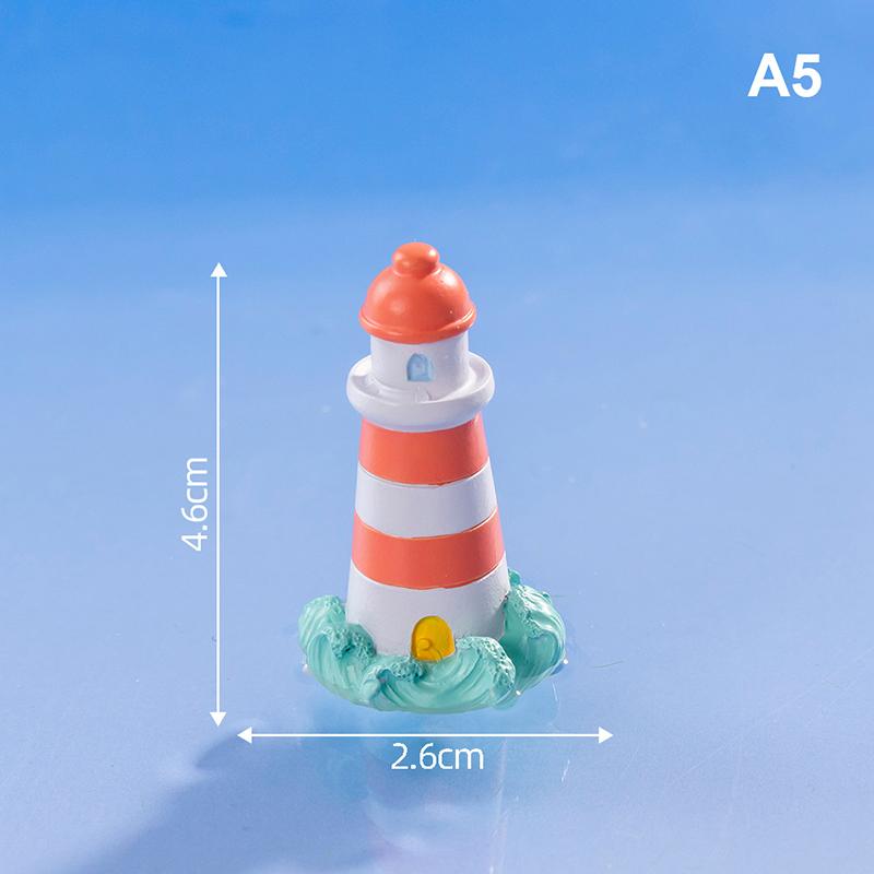 Mini Ocean Figurine Doll Garden Decor Ornament Kid Toy Miniature Landscape Ornaments Lighthouse Statue Resin Craft