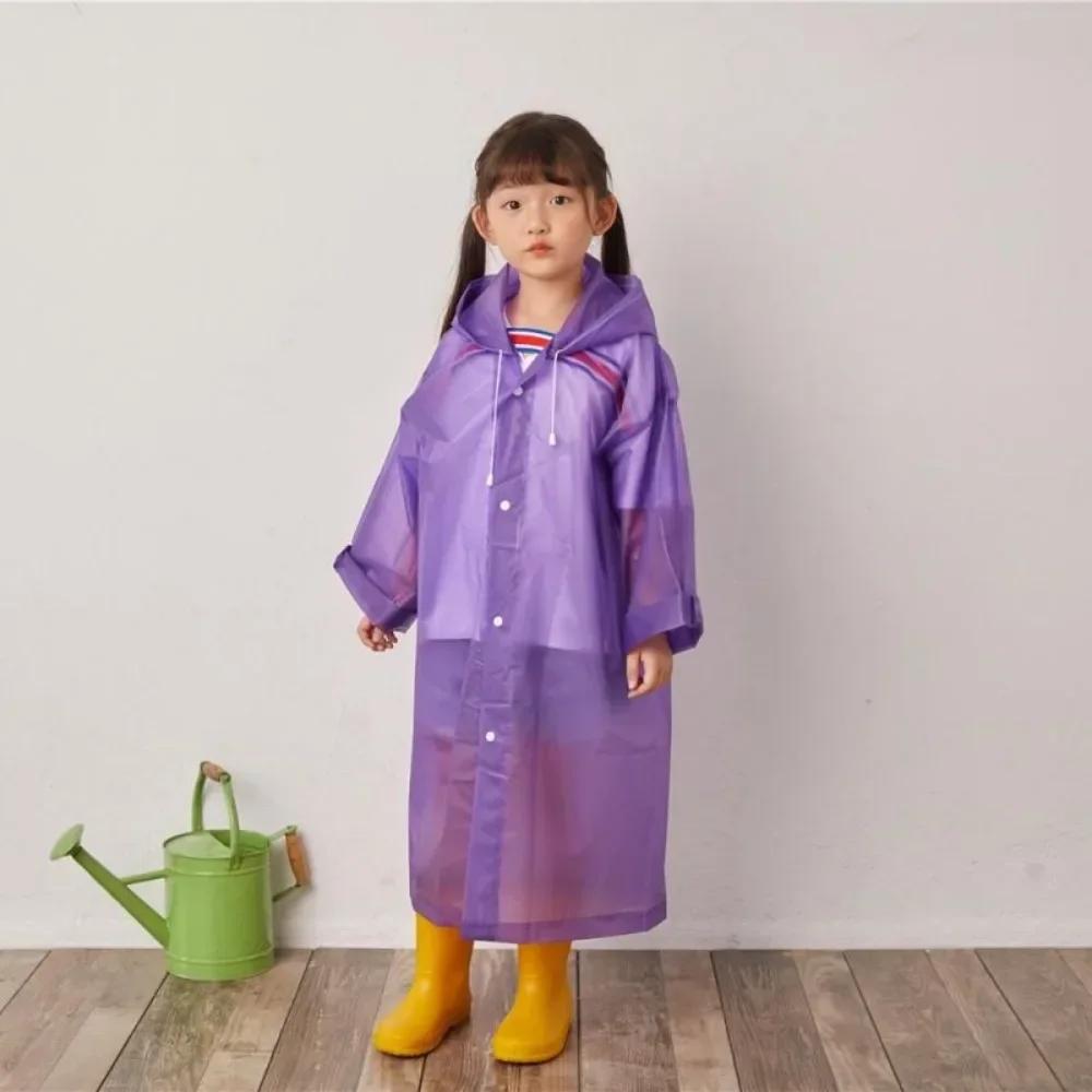 Детский дождевик-пончо одноразовый цельный для девочек и малышей, школьников, прозрачный, длинный, из ЭВА, дождевик оптом