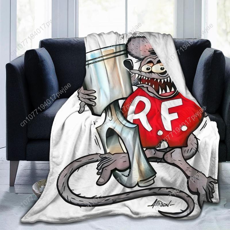 Фланелевое одеяло с мультяшным узором Rat Fink - подходит для диванов, кроватей, офисов в любое время года, удобное, индивидуальные одеяла