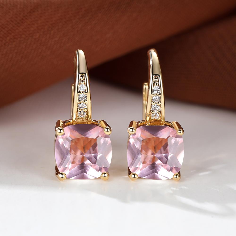 Серебряные серьги-кольца цвета розового золота с геометрическим изумрудом и зеленым камнем, свадебные висячие серьги для женщин