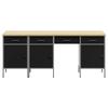 Workbench with Storage 4 pcs Black Engineered Wood and Steel