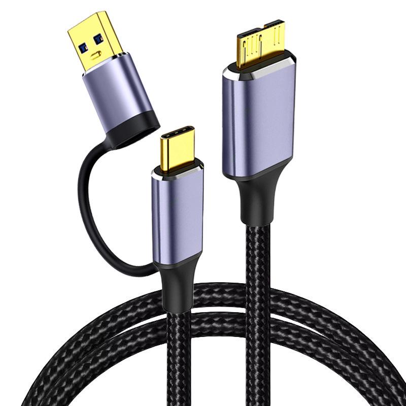 Type-C to Micro-B Multi-Function Data Cable for Mobile and Computer Connection
