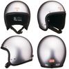 Super Magnum Open Face Motorcycle Jet Helmet Shape Designed for Japanese Size Silver Metallic with Black Small Jet Helmet for Detachable Washable