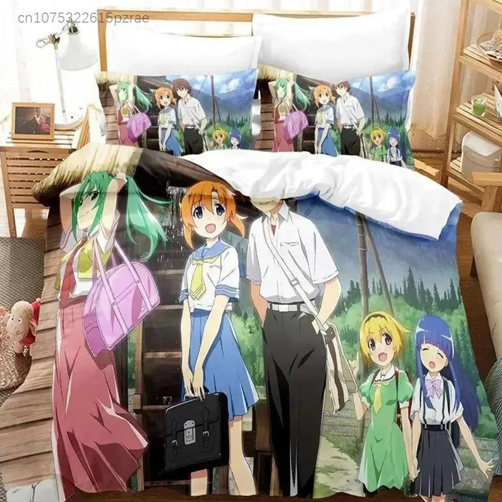 3D Печать Аниме Higurashi When They Cry Комплект Постельного Белья Односпальный Полуторный Полный Евро Кинг Размер Комплект Постельного Белья Для Взрослых Детей Спальни Комплекты Пододеяльников