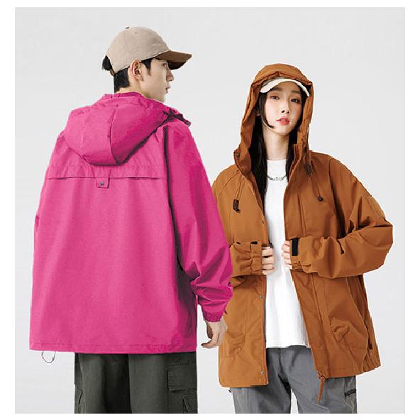 Men's Outdoor Windbreaker Jacket Waterproof Hooded Hiking Coat Streetwear