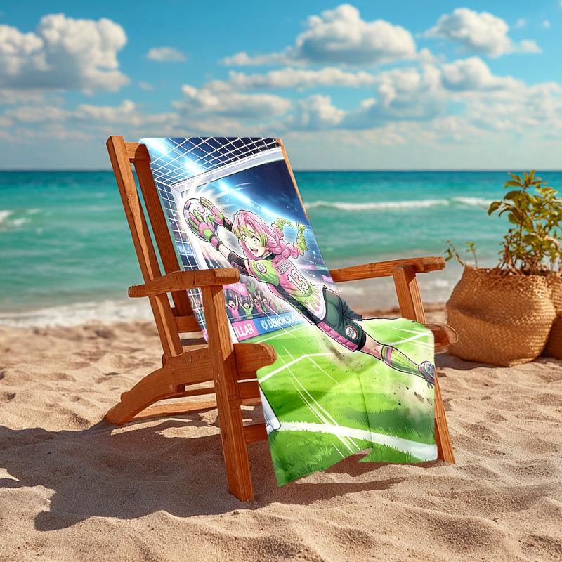1pc Goalkeeper Action Cartoon Quick Dry Microfiber Bath Towel for Swimming Surfing Camping Unisex Holiday. SJT7201157