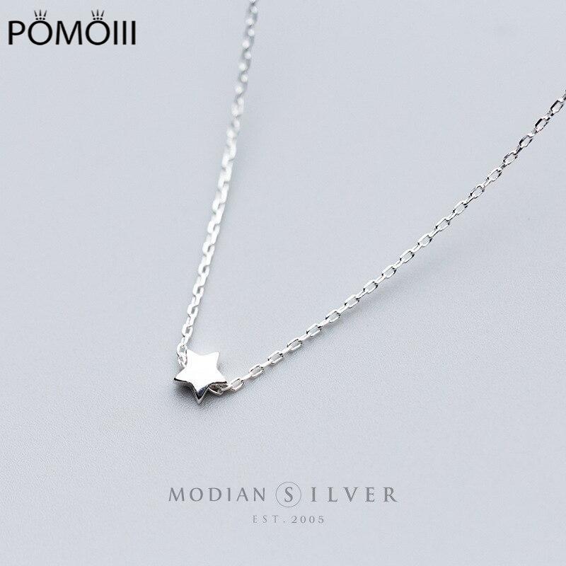 Новая распродажа, простое милое ожерелье с подвеской «Счастливая звезда» для женщин, стерлинговое серебро 925 пробы, маленькие звезды, корейский стиль, ювелирные украшения