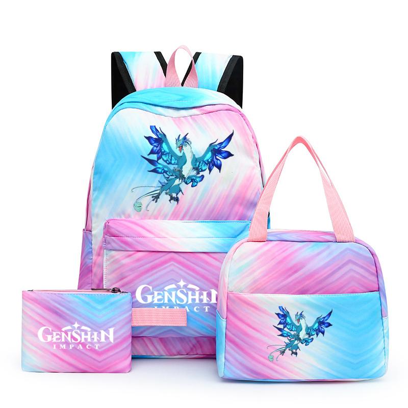3Pcs/set Anime Girl Backpack Set School Students Kawaii Back To School Backpack Boy Children Lunch Bags Pencil Box