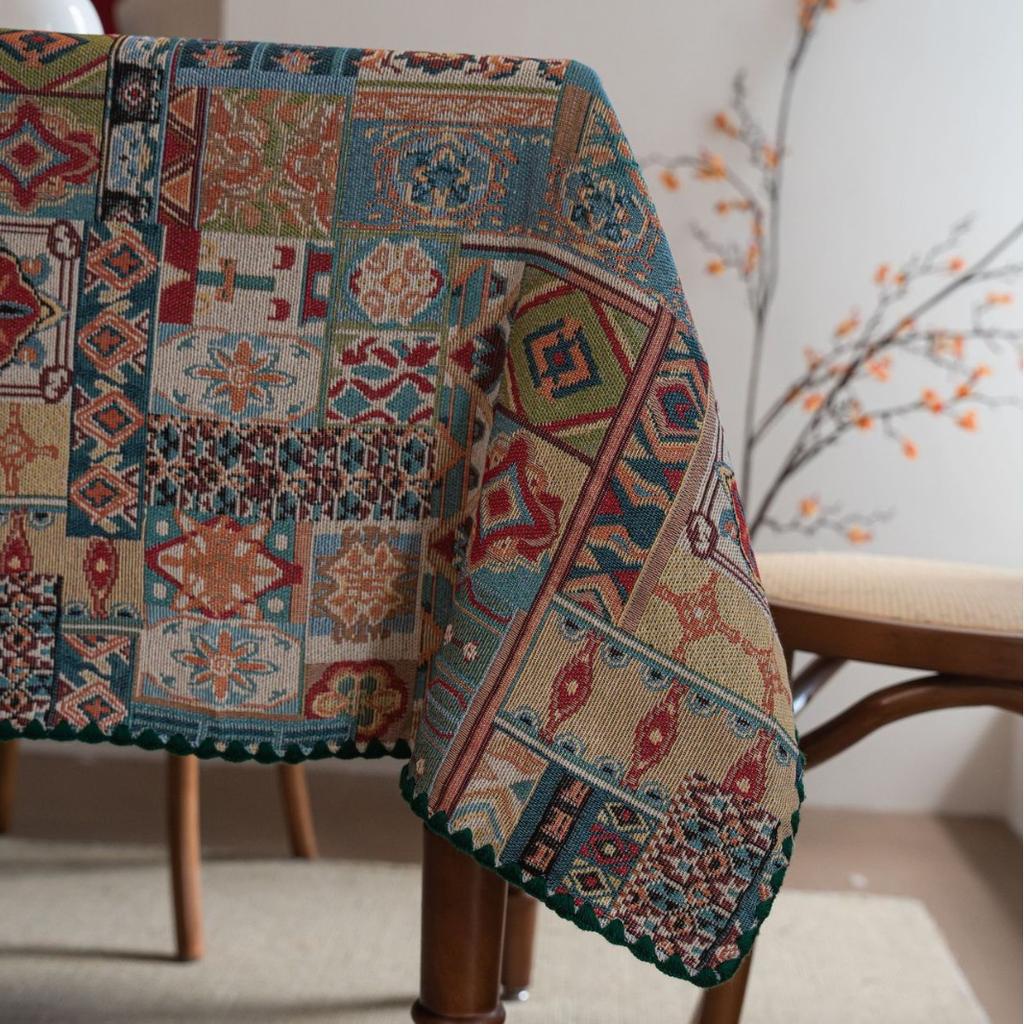 Скатерть Синий Фаленопсис Контрастный цвет Вышитая Скатерть для обеденного стола Универсальная Прямоугольная