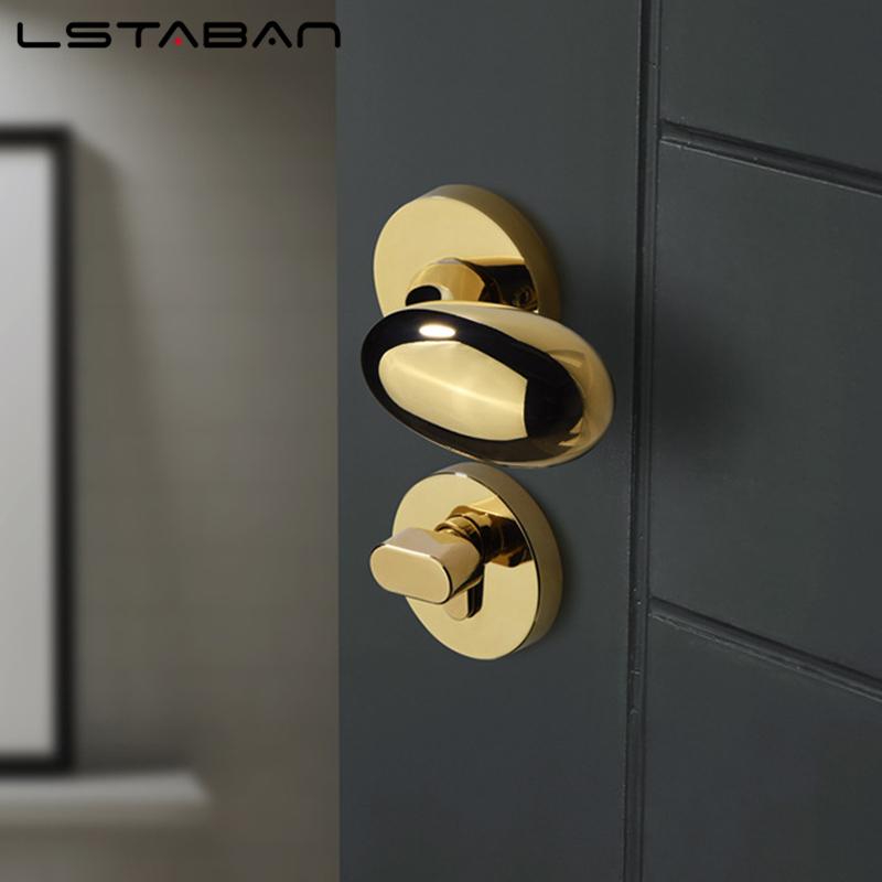 Golden Zinc Alloy Bedroom Door Lock Bathroom Lock Magnetic Suction Mute Room Door Handle Indoor Door Lock Split Door Handle Lock