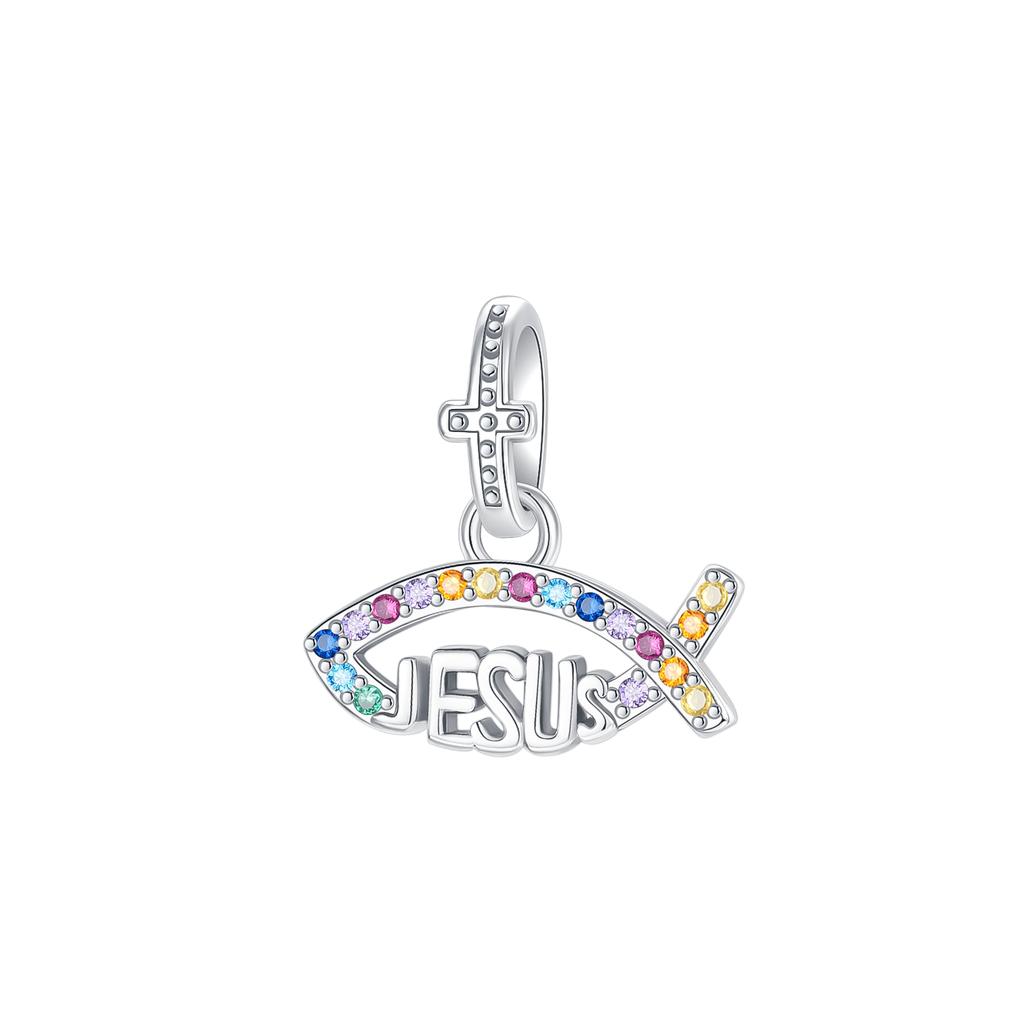 Оригинальные шармы-бусины Медь с инкрустацией цирконием Кулон в виде креста монахини Крыло ангела Подходят для браслета Ювелирный подарок Маркировка