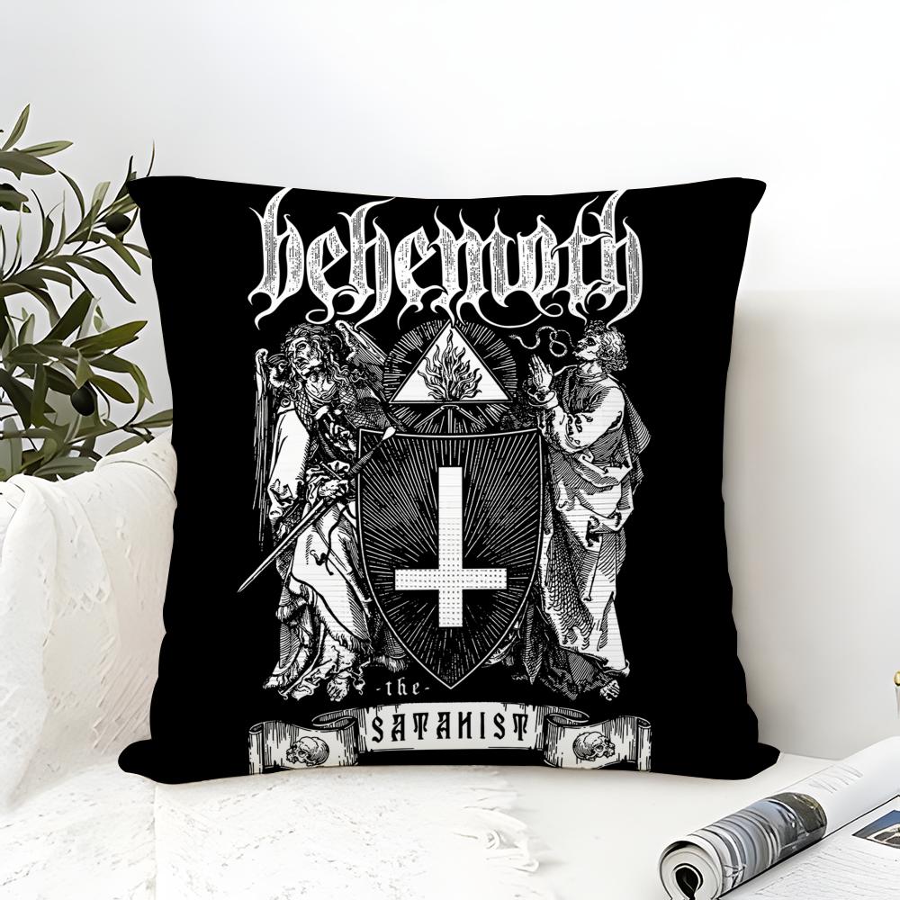 Черная Металлическая Группа Behemoth Наволочка Хлопчатобумажная Льняная Ткань Квадратная Наволочка на Молнии Домашний Декор Гостиная