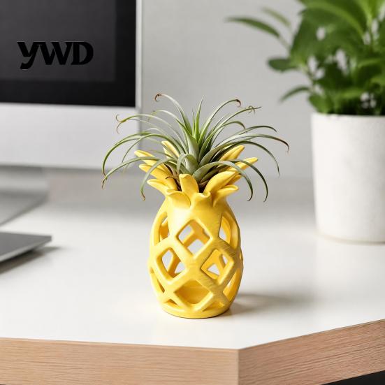 Decorative Window Sill Planter Hollow Pineapple Flower Vase for Air Plants, 3D Printed Geometric Small Plant Display Holder Planter, Desktop