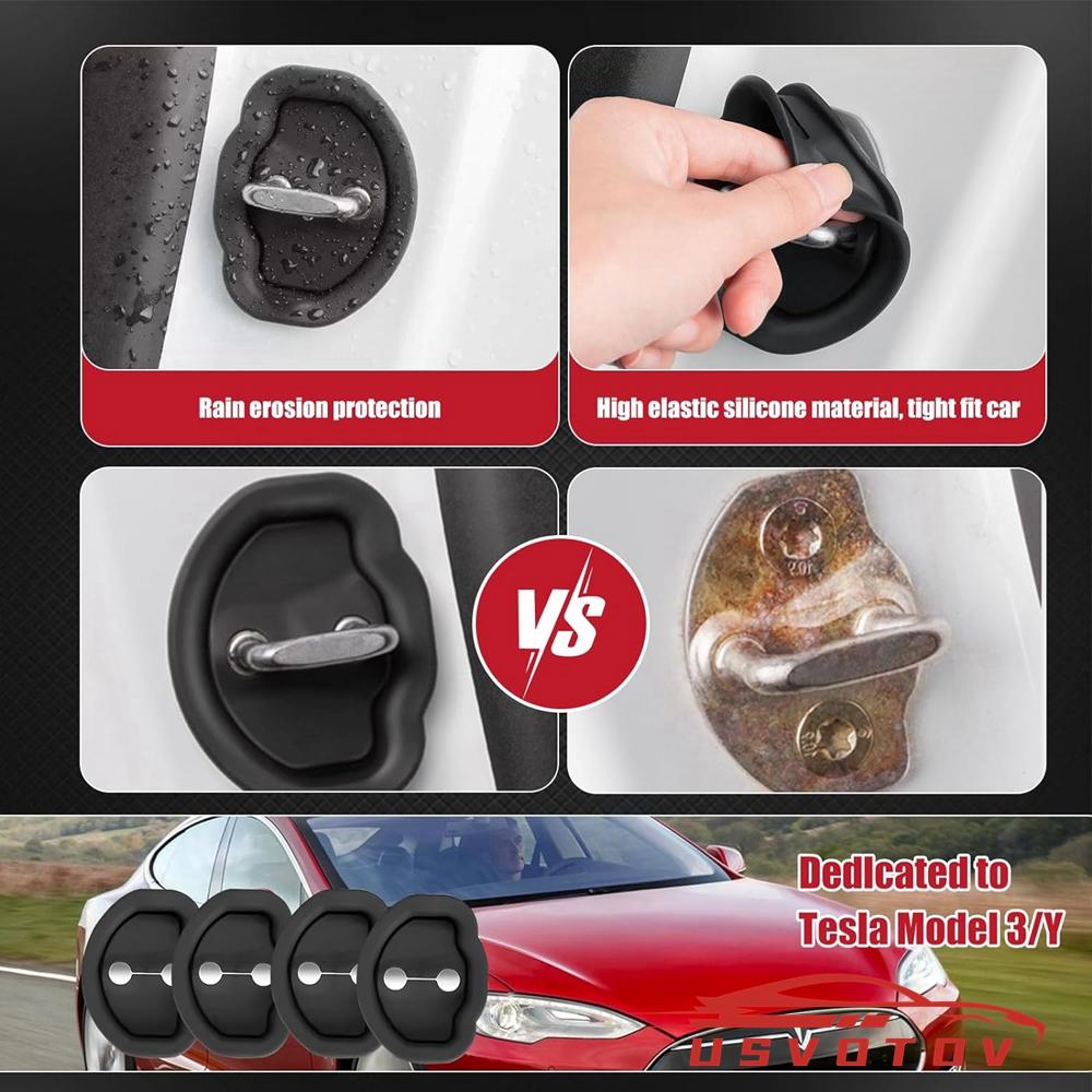 4 шт. Амортизатор двери автомобиля для Tesla Model 3/Y/X/S Гибкий протектор замка двери автомобиля Силиконовая крышка защелок замка двери автомобиля