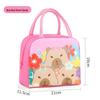 Cartoon Capybara Kids Insulated Lunch Bag - Portable School Lunch Box