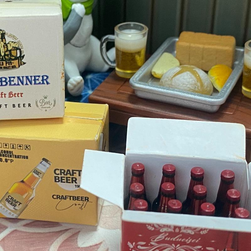 Мини-игрушка Budweiser Beer, ролевая игра 1 : 12 кукольных аксессуаров, миниатюрная сцена в стиле супермаркета с 12 мини-игрушками в виде пивных бутылок