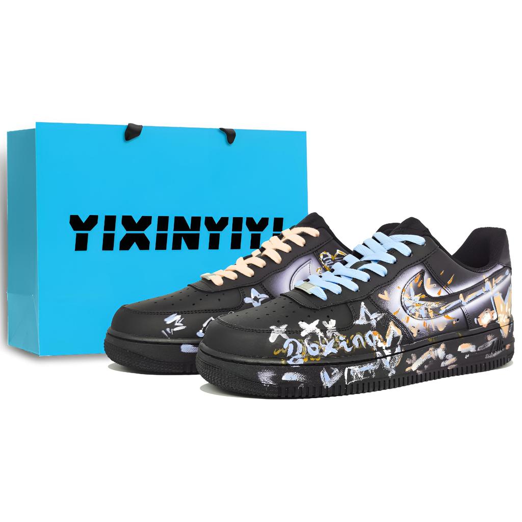 Nike Кроссовки Air Force 1 Низкие Устойчивые к истиранию Для скейтбординга Унисекс Синие Оранжевые CW2288-001(Команда1353-)