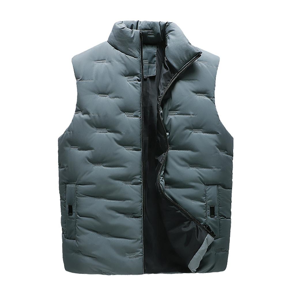 Men Winter Fashion Stand Collar Color Waistcoat Vest Jacket Top Coat