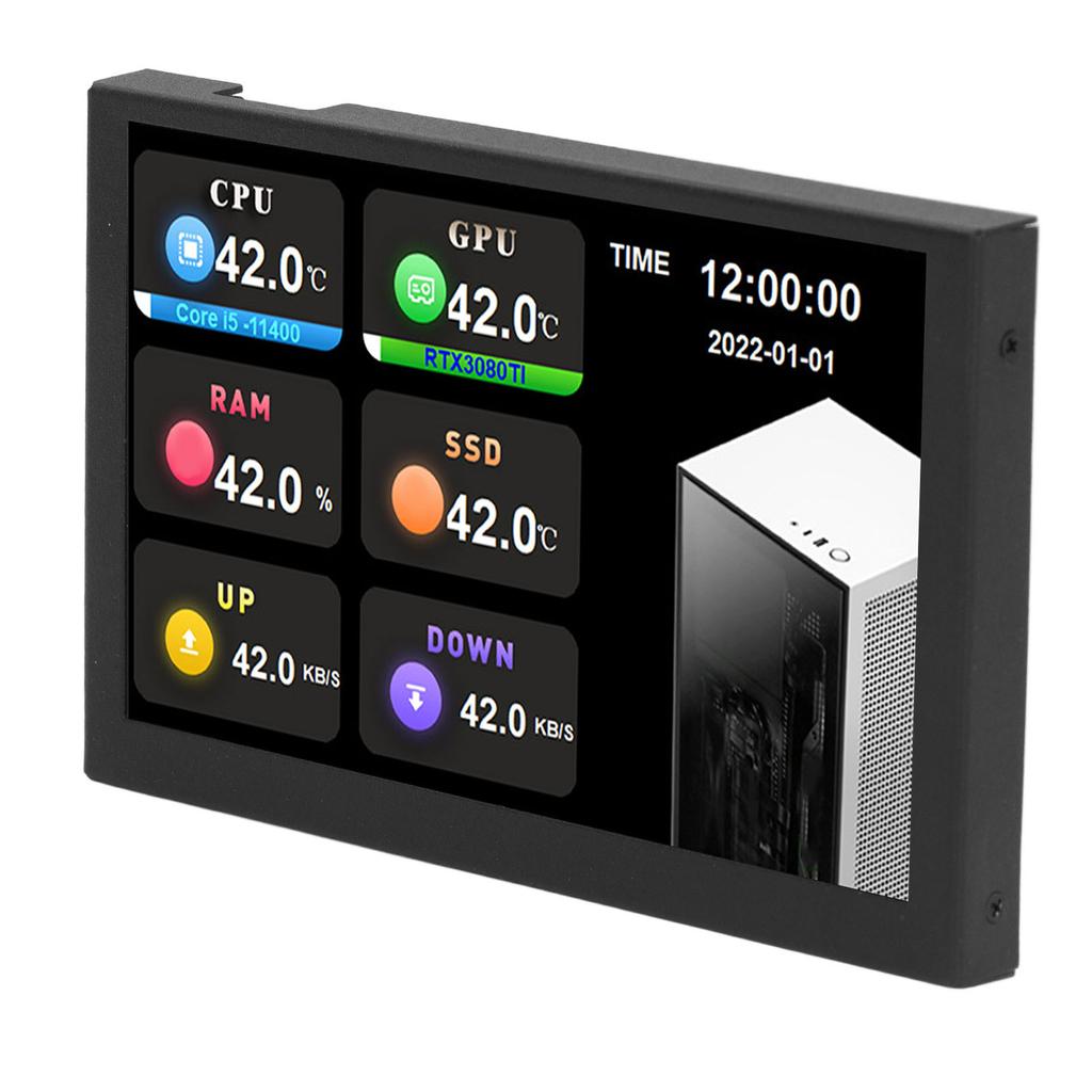 IPS USB Mini Screen 5 дюймов 800x480 Разрешение Type C Дополнительный экран ПК Данные Монитор для AIDA64 Черный