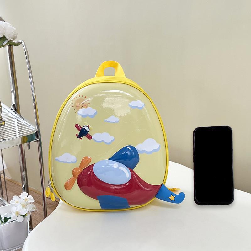 Adorable Children's Backpack For Boys And Girls Lightweight Pvc Airplane Design Perfect For Preschool And Kindergarten