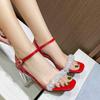 High Heels Ladies Flower Rhinestone Transparent High Heel Sandals