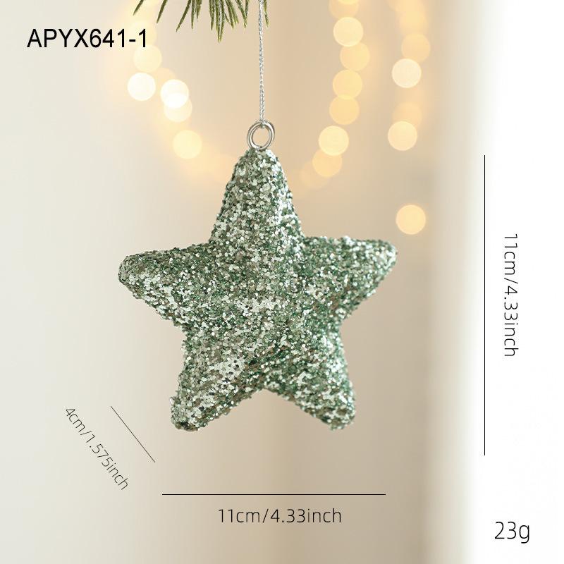 New green foam Christmas ball heterosexual pendant bright glitter sticky powder Christmas tree hanging ball decorative pendant arrangement