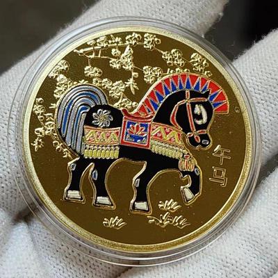 Сувенирная монета с лошадью для коллекционного украшения, монета на удачу, амулеты, памятная монета, металлические изделия 40 мм, памятная монета с изображением лошади по знаку зодиака
