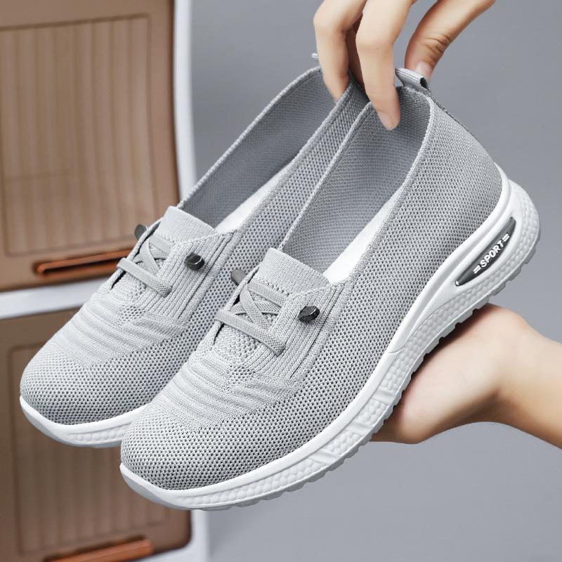 Jinshiyuanshu Shoes Women's Casual Shoes Processing Custom Soft-soled Mother Shoes Are Not Tired Feet Flying Woven Shoes Breathable Mesh Shoes
