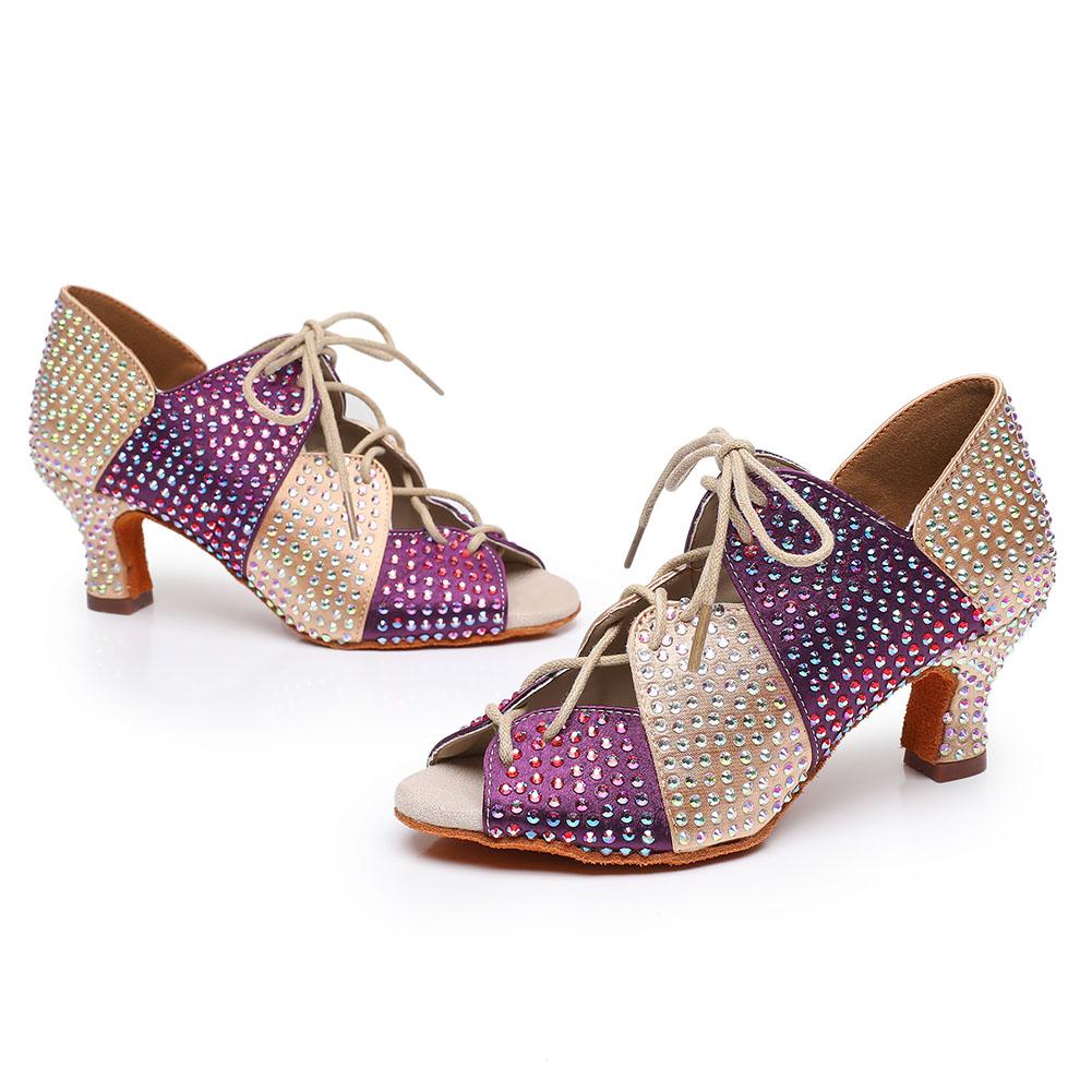 Модные женские танцевальные туфли для латиноамериканских танцев, танго, сальсы, на высоком каблуке, с открытым носком, туфли для вечеринок, каблук 5,5 см