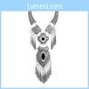 Ethnic Style Simulation Gemstone Decoration Women Necklace With Tassel Design For Vintage And Bohemian Looks