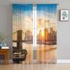 City Sunset Bridge Dusk Building Modern Tulle Curtains For Living Room Bedroom Home Kitchen Window Sheer Curtains