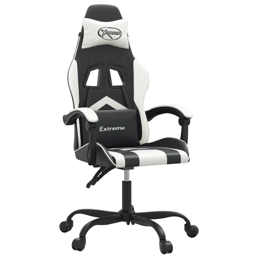 Gaming Chair Black and White Artificial Leather