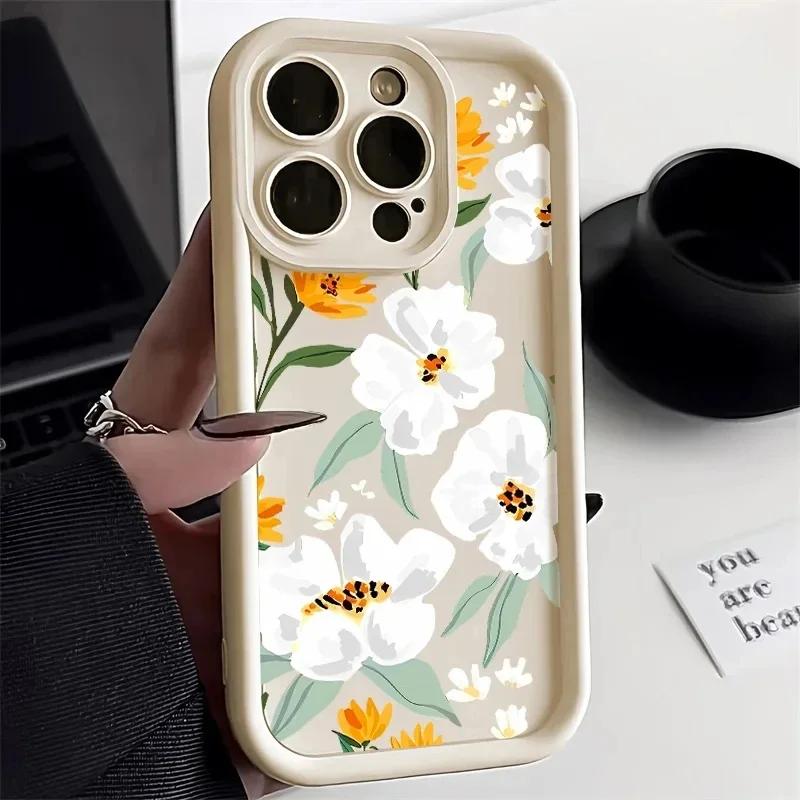Ретро ромашки Силиконовый чехол для телефона Для iphone17 16pro 15pro 14 13 12 11 12pro 13pro max 14plus Защитный чехол от падения