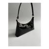 Patent Leather Baguette Model Hand And Women's Shoulder Bag Black
