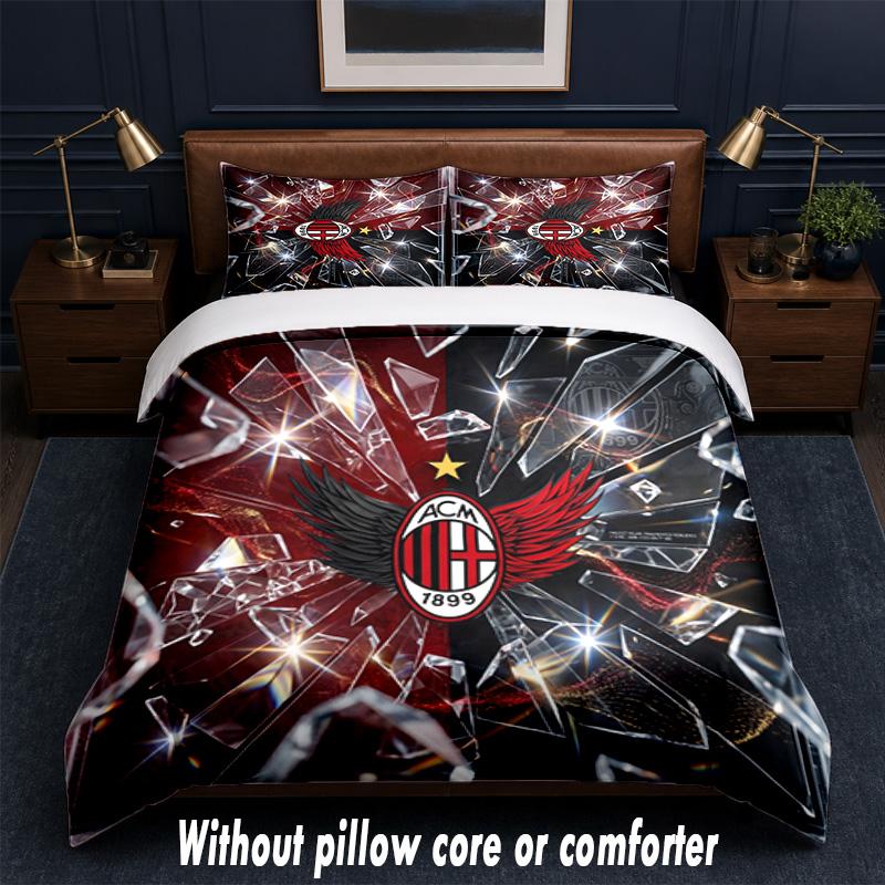 AC Milan Design Bed Bedding Set 1 Duvet Cover + 2 Pillowcases Soft Breathable Household Bed Linens