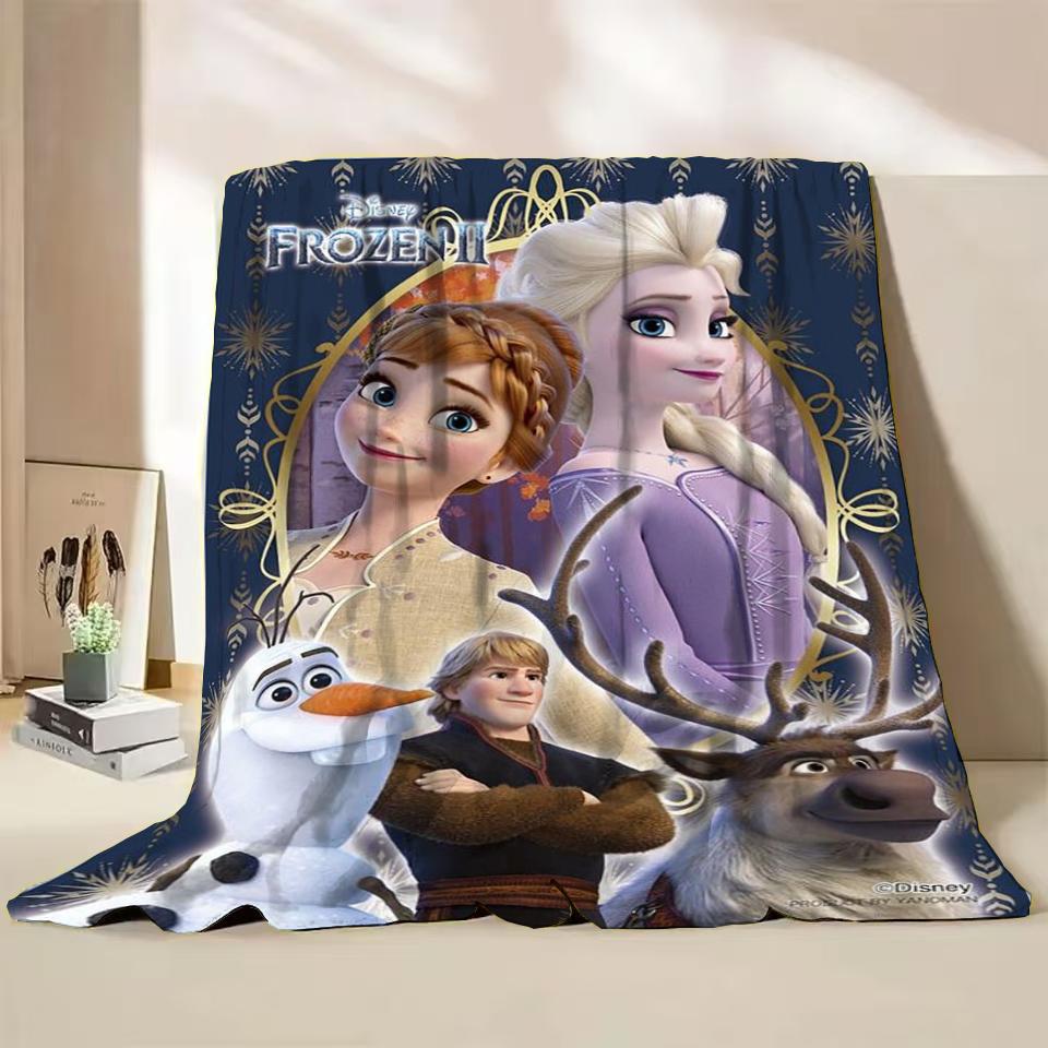 Disney Frozen Elsa Princess Childrens Adult Soft Flannel Blanket Fluffy Baby Plush for Bedroom Travel Office Cover Warm Blankets