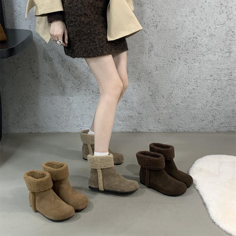Inner Heightening Snow Boots 2025 Autumn and Winter New Korean Version Plush Short Boots Fluffy Shoes
