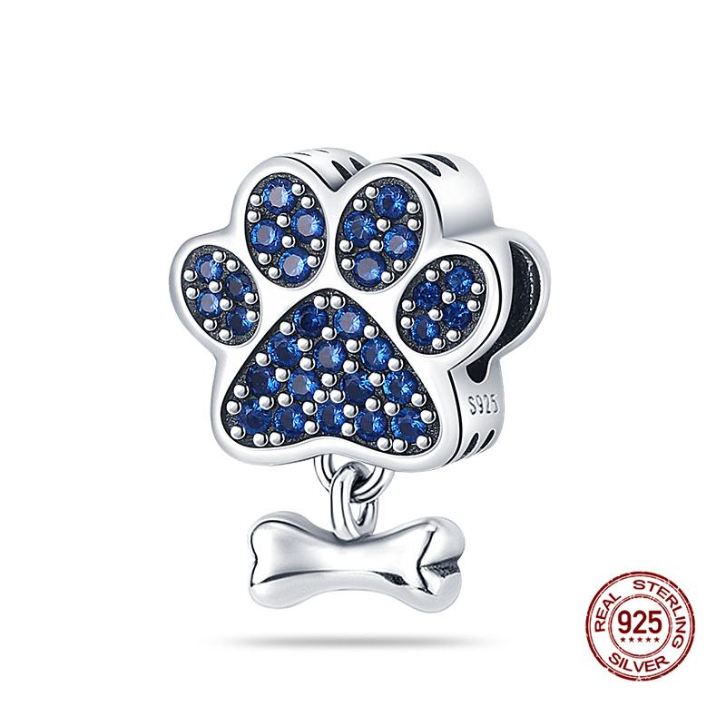 Charms Beads Copper Fits 3Mm Original Bracelet Womens Cute Dog Paw Print Bone Series Charms Beads Diy Jewelry Gifts New In