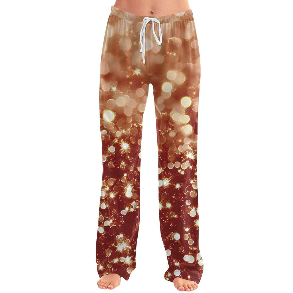 Женские милые брюки с цветочным принтом на завязках, повседневные пижамные брюки