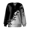 Женская повседневная модная толстовка на молнии с длинным рукавом и цветочным принтом, топ на молнии