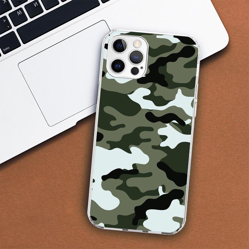 Камуфляжный чехол для телефона в стиле милитари для Apple iPhone 11 12 13 15 14 Pro 7 XR X XS Max 8 Plus + Mini SE, мягкий чехол с индивидуальным принтом