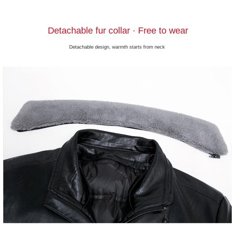Winter Detachable Liner Mid-Length Sheepskin Middle-Aged Men's Genuine Leather Clothes Casual Thickening Down Jacket Coat