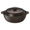 Ishigaki Pot, Black, Approximately 23cm Wide X 19cm Deep X 11cm High, Overflow-resistant, Modern, Size 6, Capacity Approximately 0.9L, for 1-2 People,