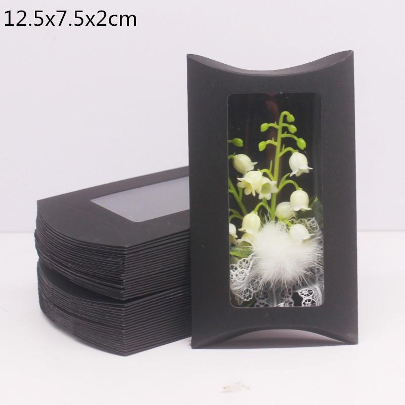 Подарочная коробка из чистой бумаги своими руками. Подарочная коробка-подушка разных размеров с прозрачным окном из ПВХ, коробка с окном из крафт-бумаги/белой/черной бумаги для подарка, 10 шт.