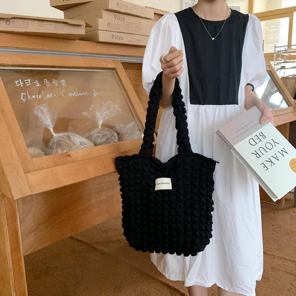 Японская холщовая сумка через плечо с облачным пузырчатым цветочным принтом для студенток