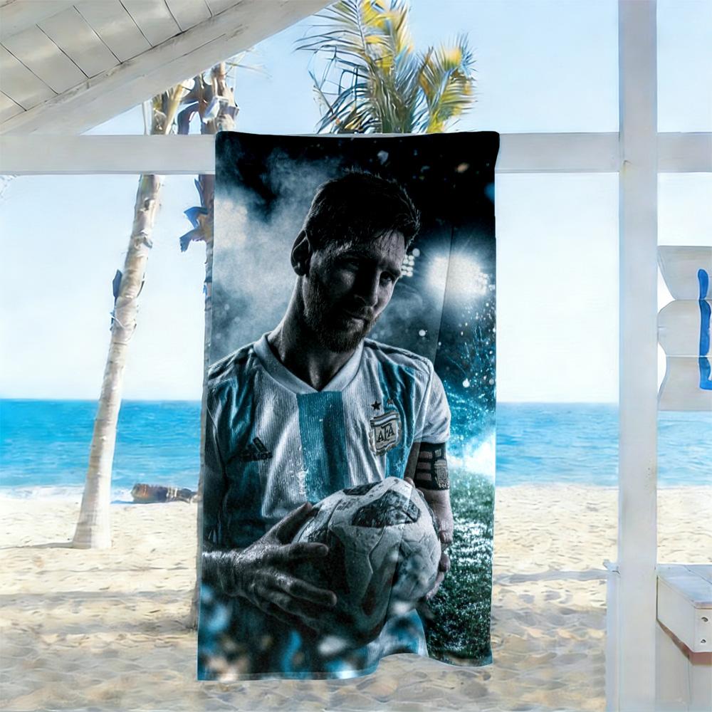Football Messi Beach Towel Super Soft Absorbent Comfortable Lightweight Portable for Swimming,Beach,Camping, Travel, Beach Accessories,Gym