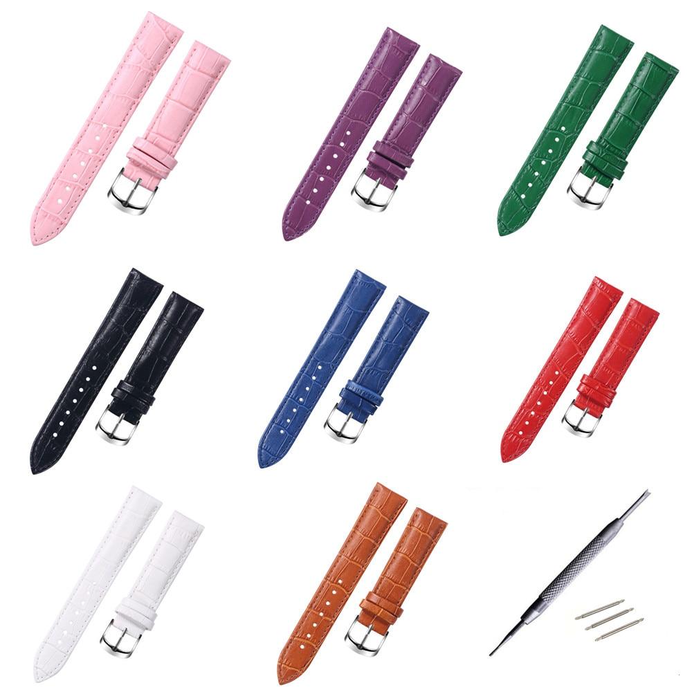 8 10 12 14 15 16 17 18 19 20 Mm Genuine Leather Watchband Watch Belt Strap Wristwatches Band Female Red White Black