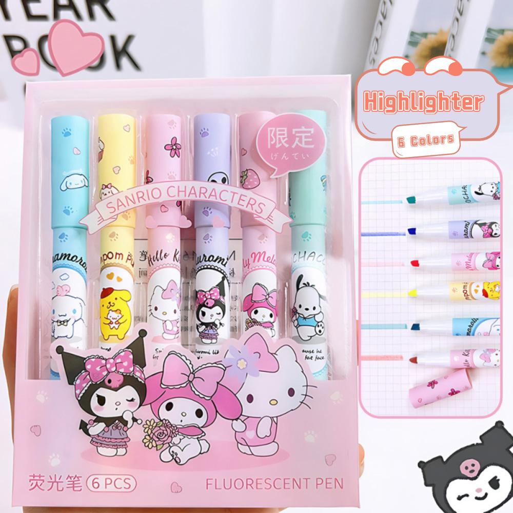 Маркеры Sanrio Cinnamoroll Kitty Цветные Ручки Маркеры-Выделители для Студентов Высокая Эстетика Многофункциональные Маркировочные