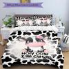 3pcs Adorable Cow with Pink Rose Printed Quilt Set - Soft and Comfortable Quilt Cover for Bedroom, Guest Room H003