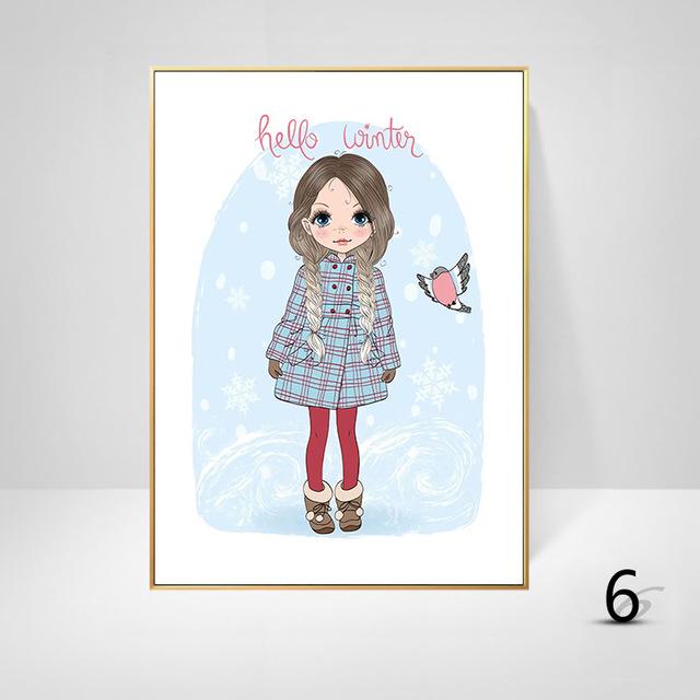 Скандинавский стиль, украшение для детской комнаты, детский сад, современный мультфильм, декоративная картина для маленькой девочки, настенное искусство, холст